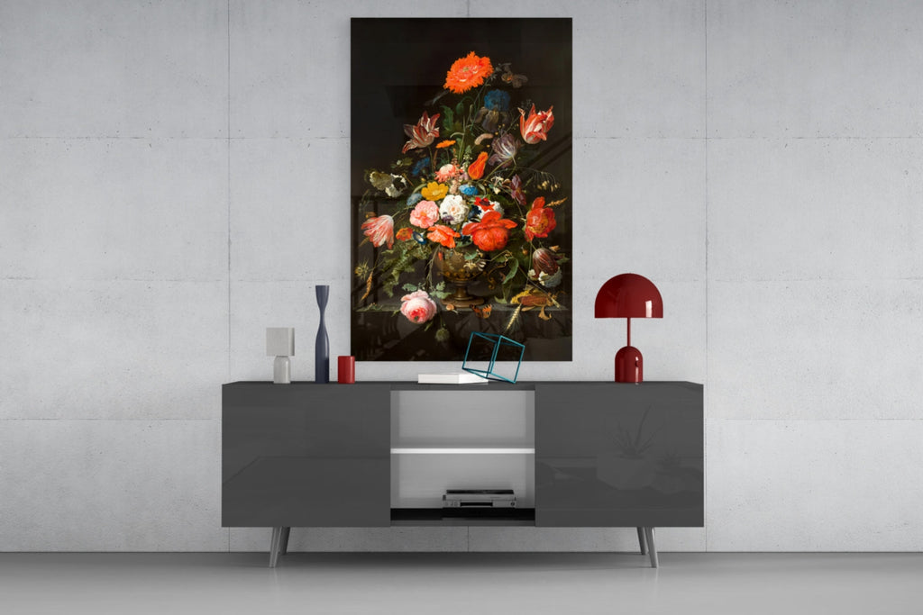 The Wealth in the Vase Glass Wall Art || Designer Collection