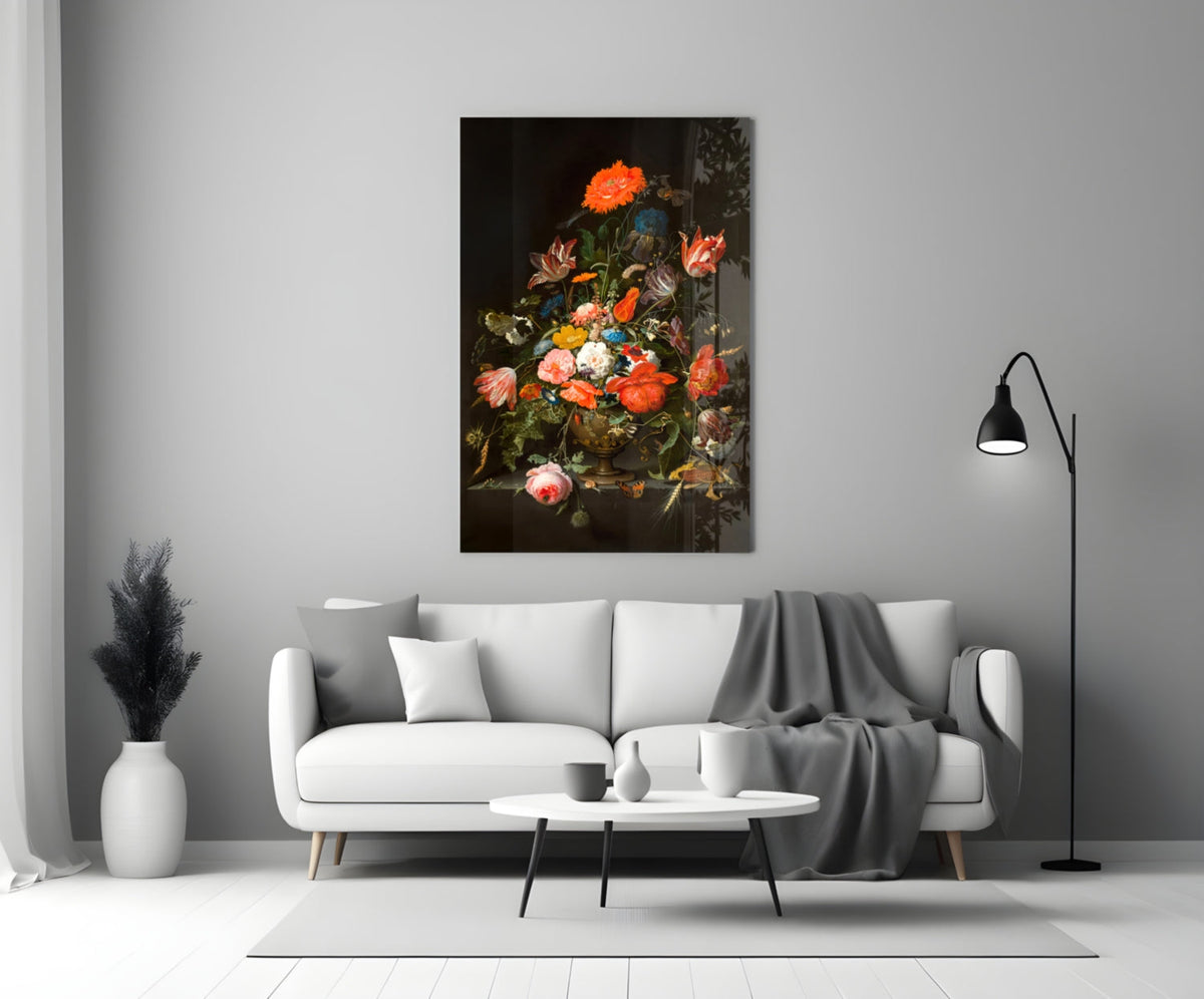 The Wealth in the Vase Glass Wall Art || Designer Collection