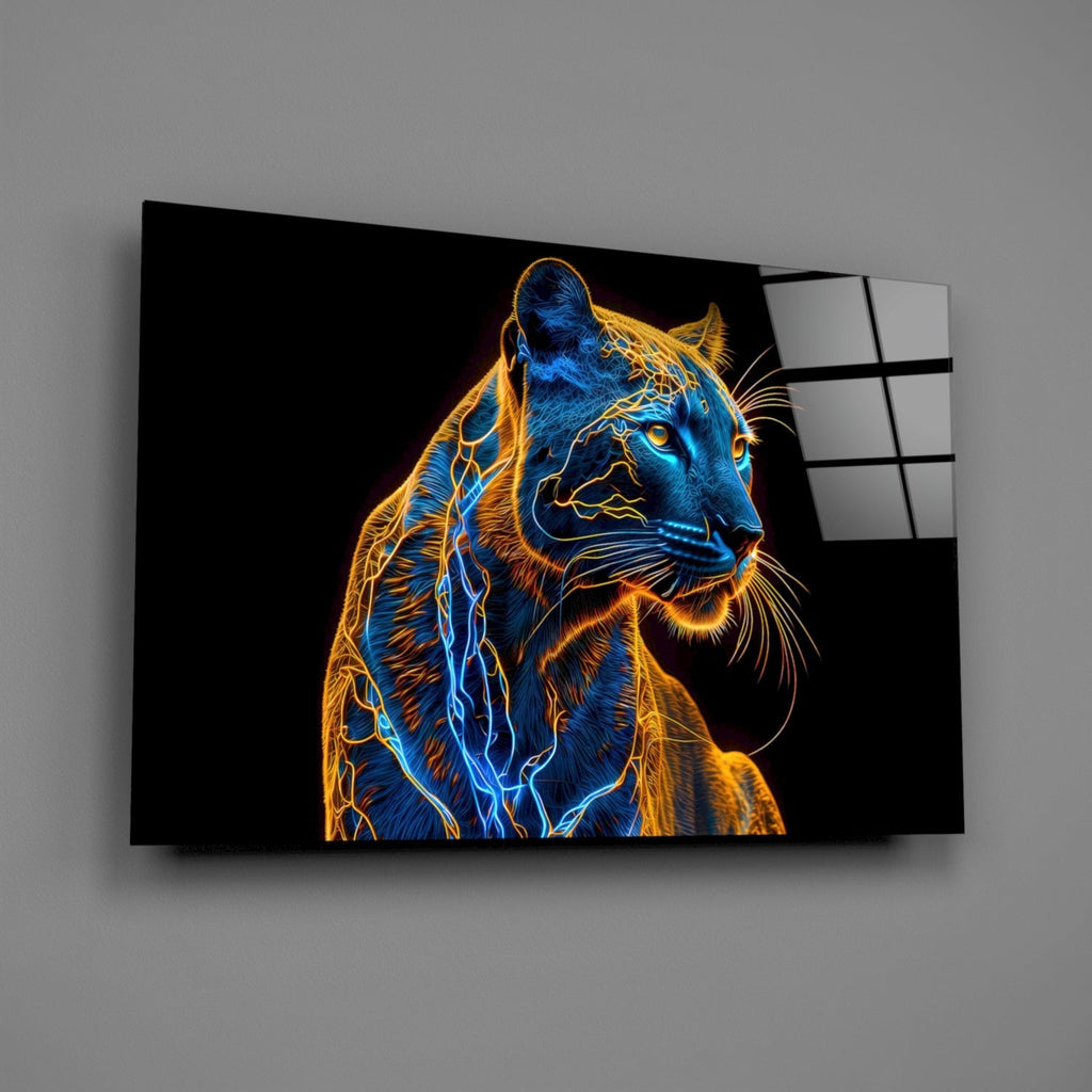 Neon Jaguar Glass Wall Art – Designer Collection