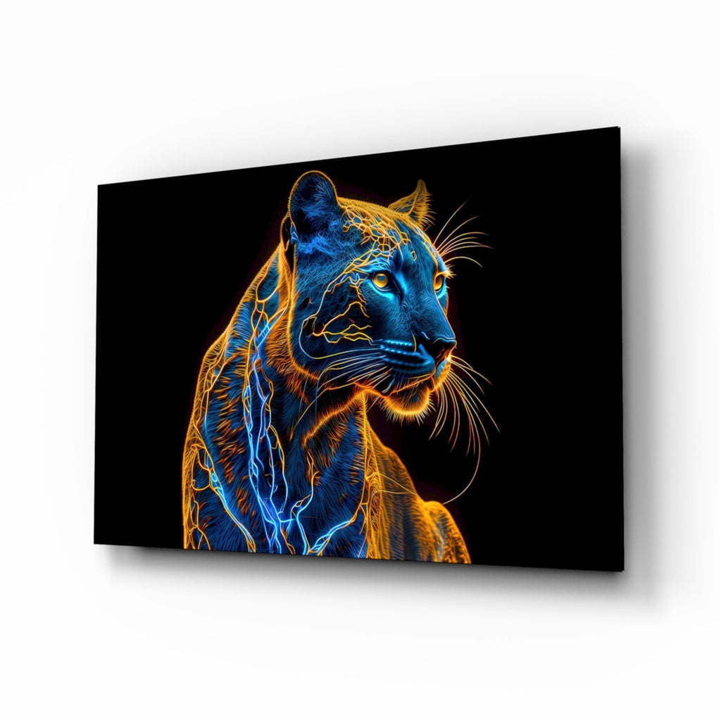 Neon Jaguar Glass Wall Art – Designer Collection