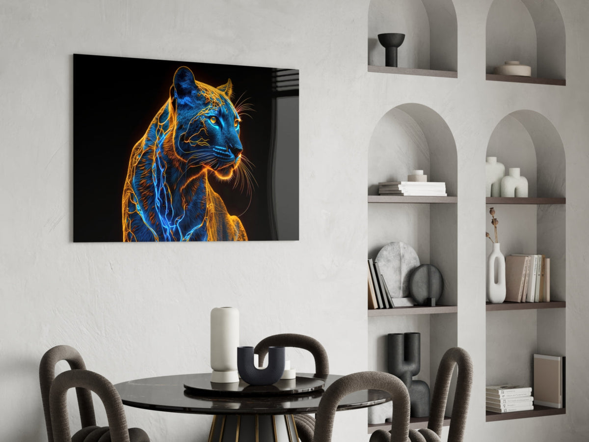 Neon Jaguar Glass Wall Art – Designer Collection