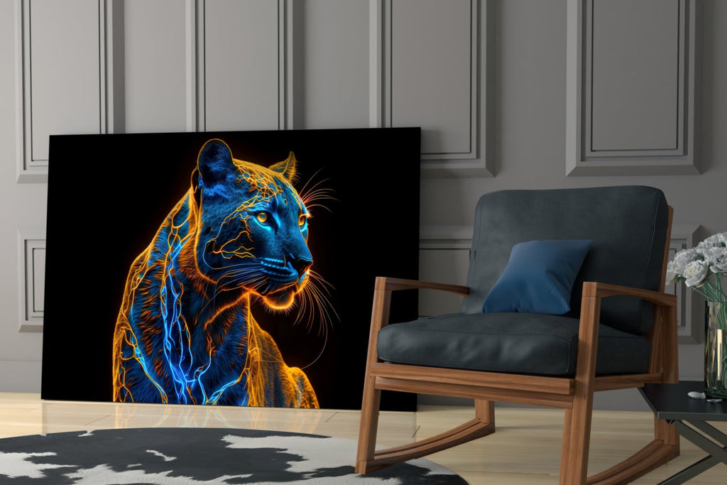 Neon Jaguar Glass Wall Art – Designer Collection
