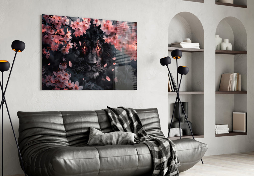 Lion of the Night Glass Wall Art – Designer Collection