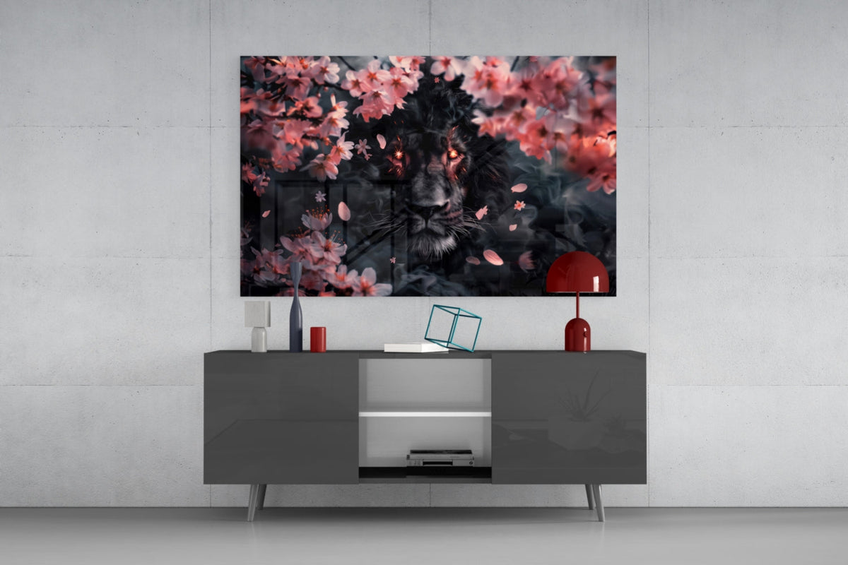 Lion of the Night Glass Wall Art – Designer Collection