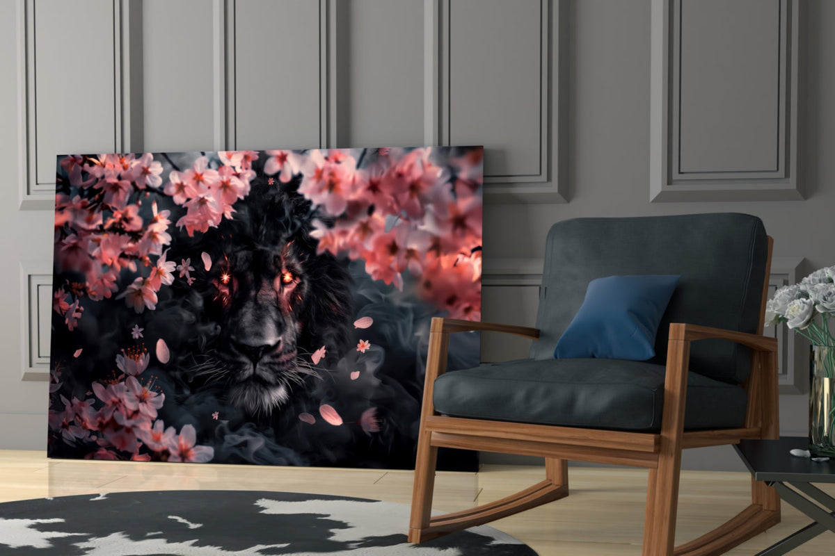 Lion of the Night Glass Wall Art – Designer Collection