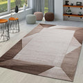 Madeira Geometric Border Area Rug – Brown & Beige