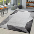 Madeira Geometric Border Area Rug – Gray