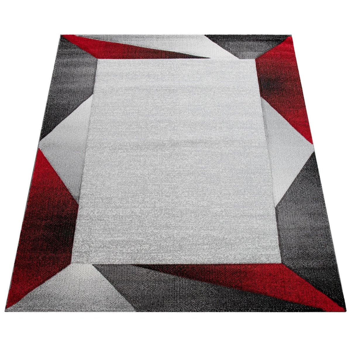 Madeira Geometric Border Area Rug – Gray