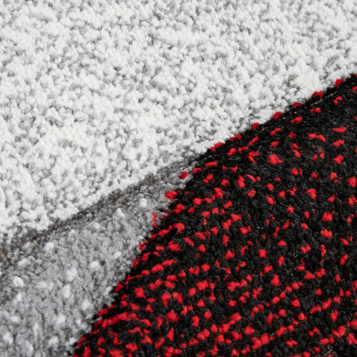 Madeira Geometric Border Area Rug – Gray & Red