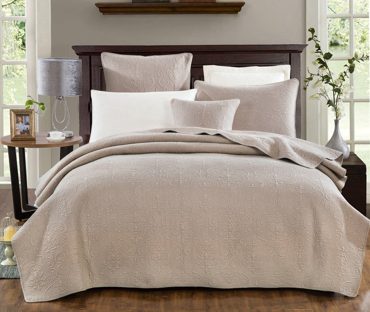 DaDa Bedding Sand Dollar Cotton Bedspread Set – Beige