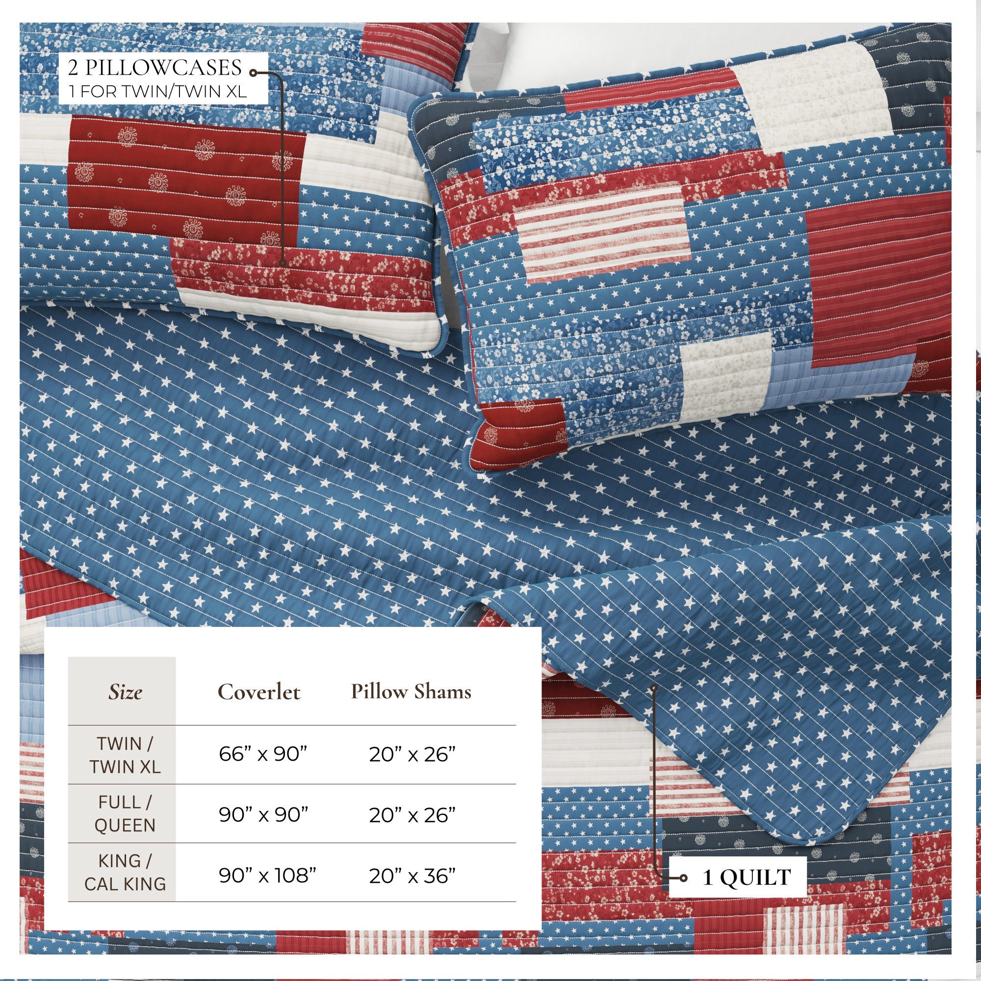 Americana Patchwork Quilt Set - Lowel Collection