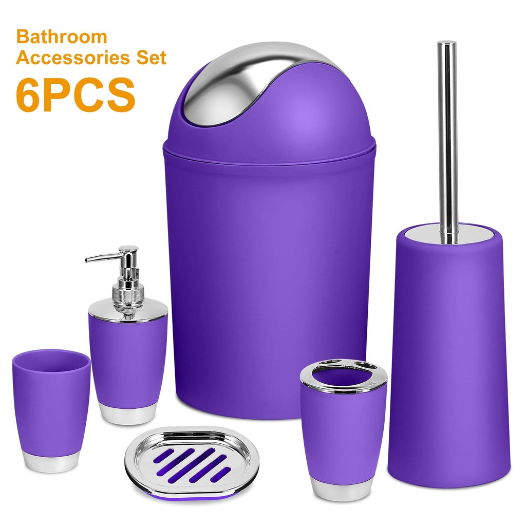 6-Piece Bathroom Accessory Set – Purple