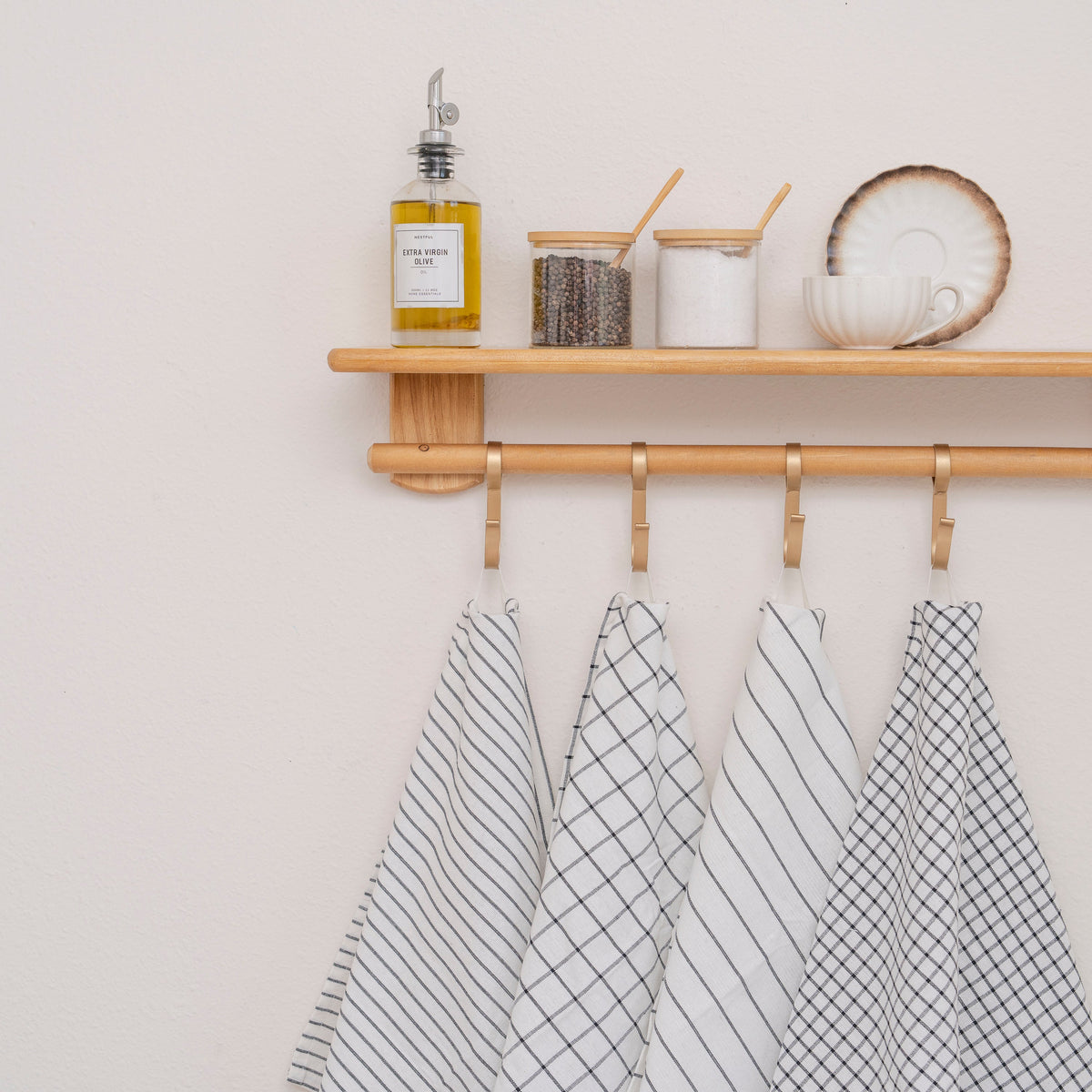 Stripe & Check Cotton Kitchen Towels – Set of 6