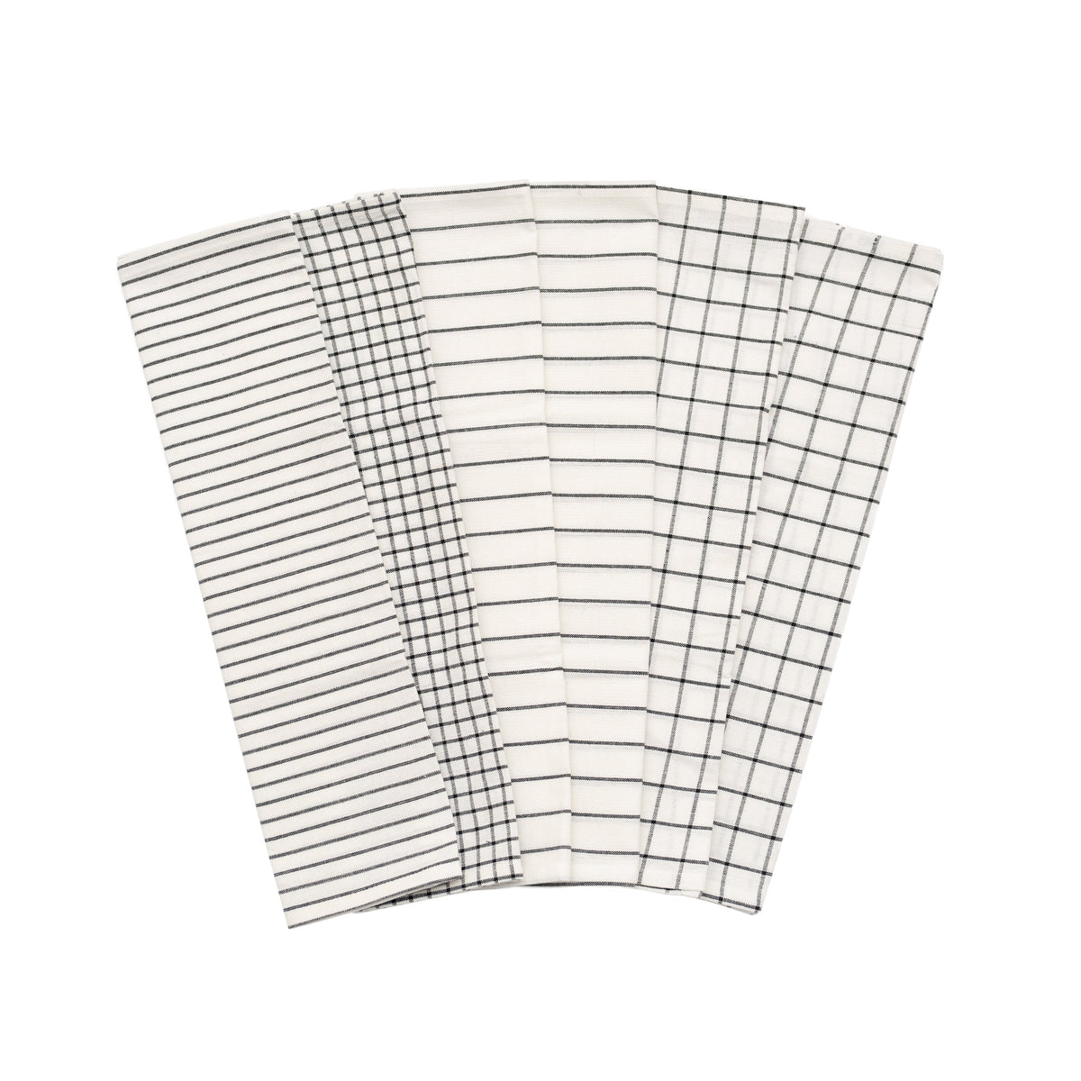 Stripe & Check Cotton Kitchen Towels – Set of 6