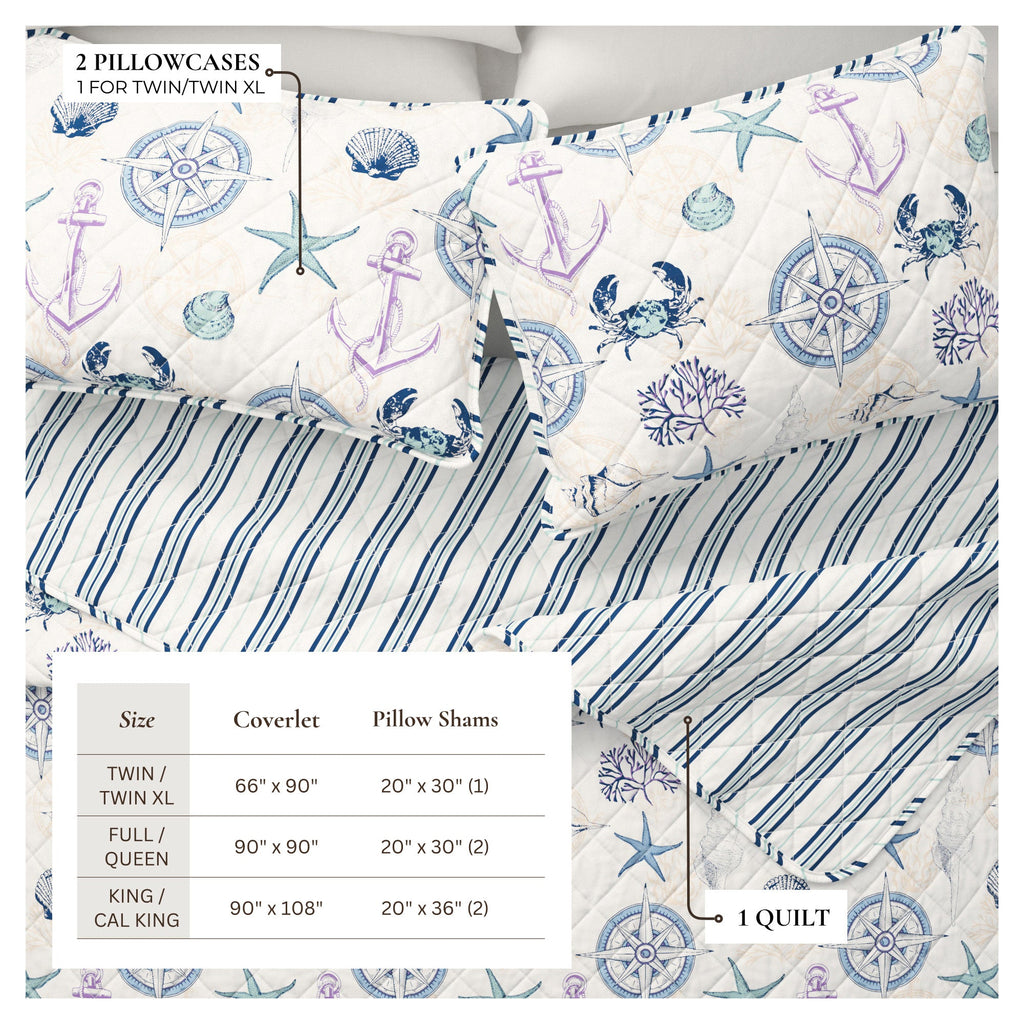 Azure Collection Coastal Quilt Set