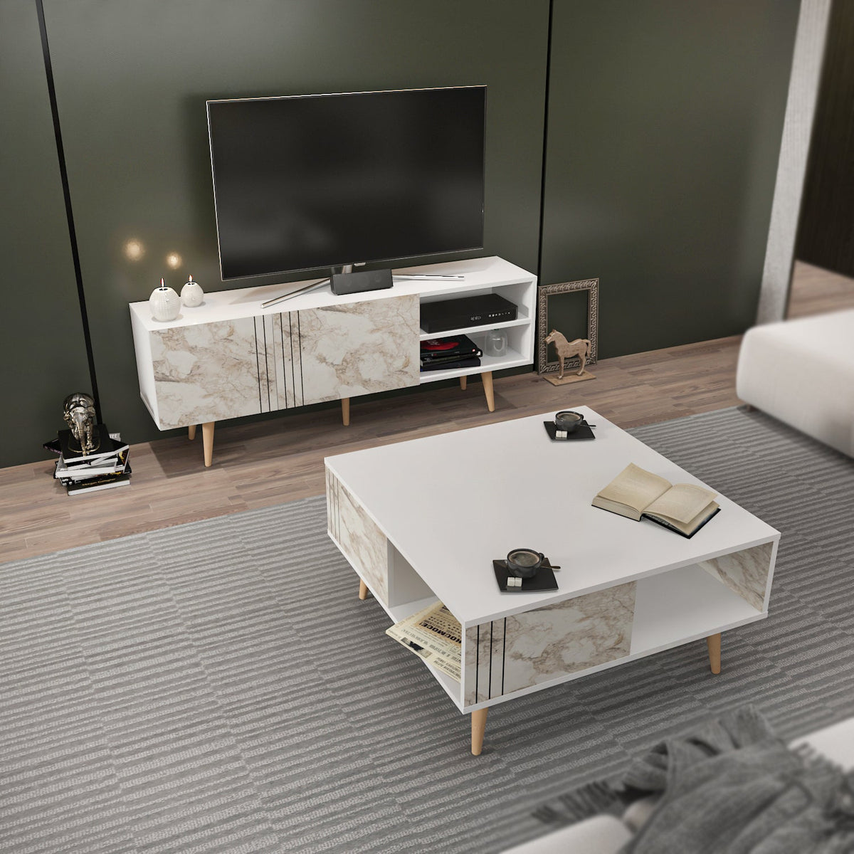 Ronas Coffee Table & TV Stand Set