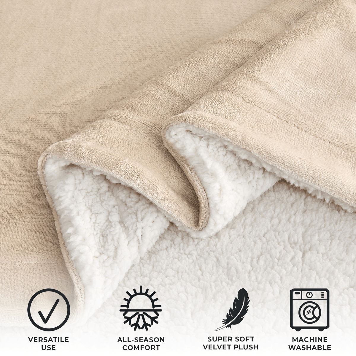 Great Bay Home Kinsley Velvet Plush & Sherpa Blanket