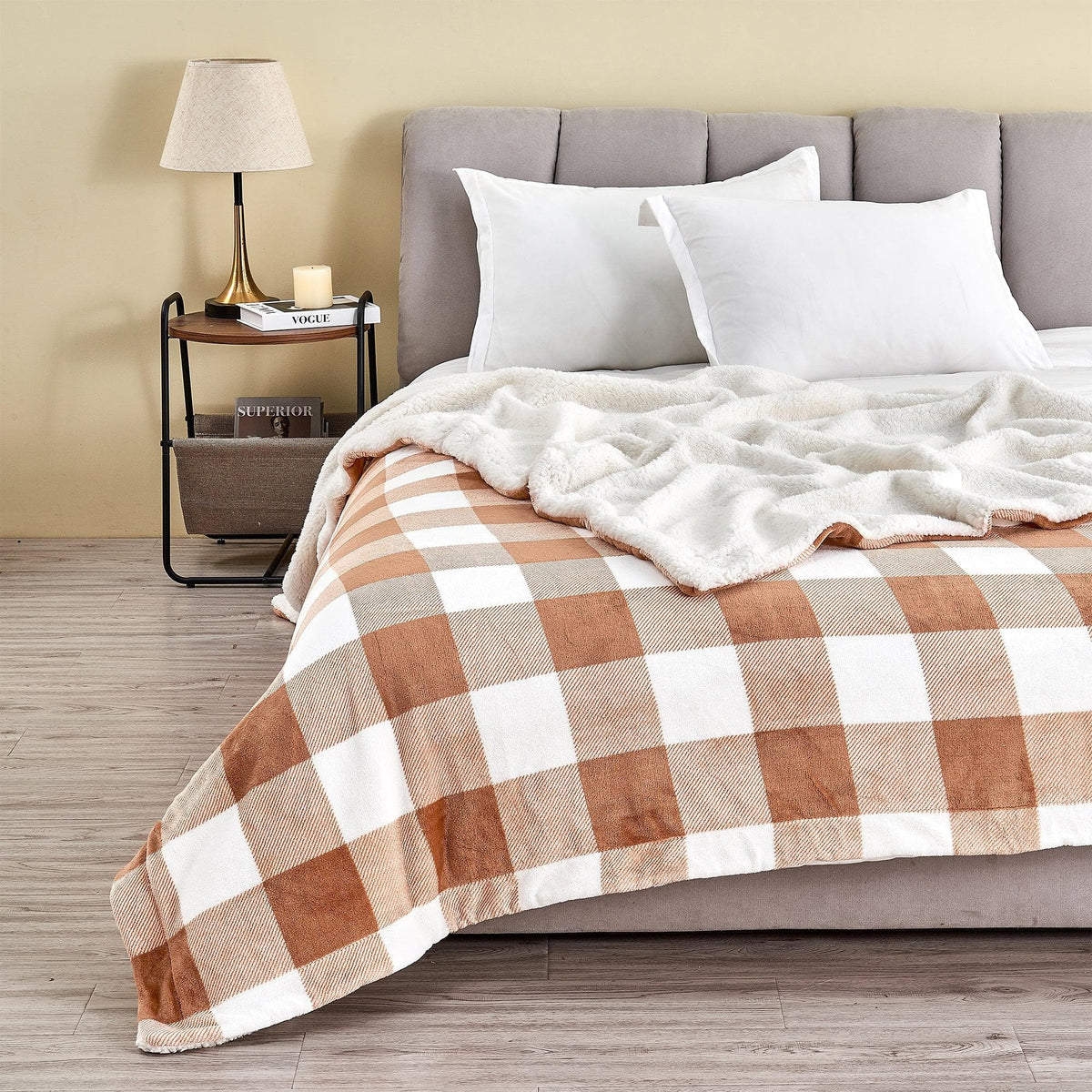Great Bay Home Kinsley Velvet Plush & Sherpa Blanket