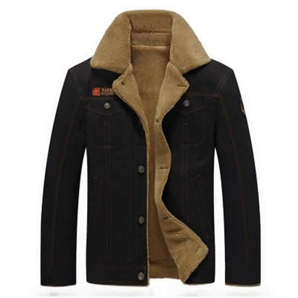 Men’s Military-Style Jacket with Faux Fur Collar