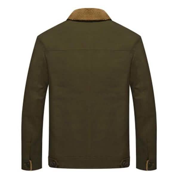 Men’s Military-Style Jacket with Faux Fur Collar