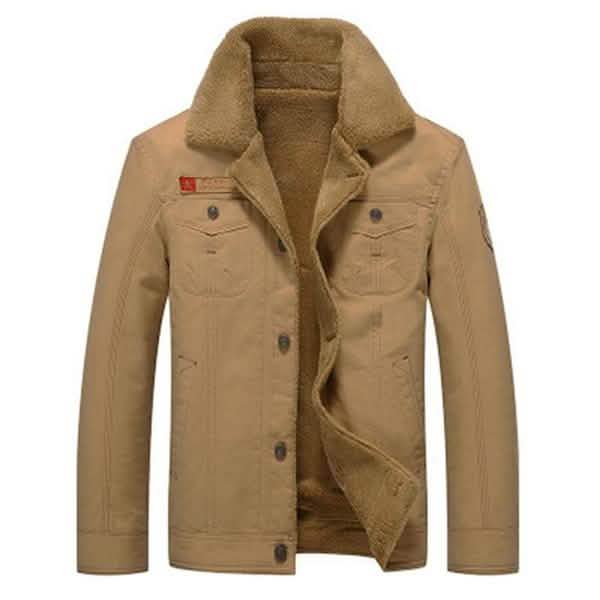 Men’s Military-Style Jacket with Faux Fur Collar