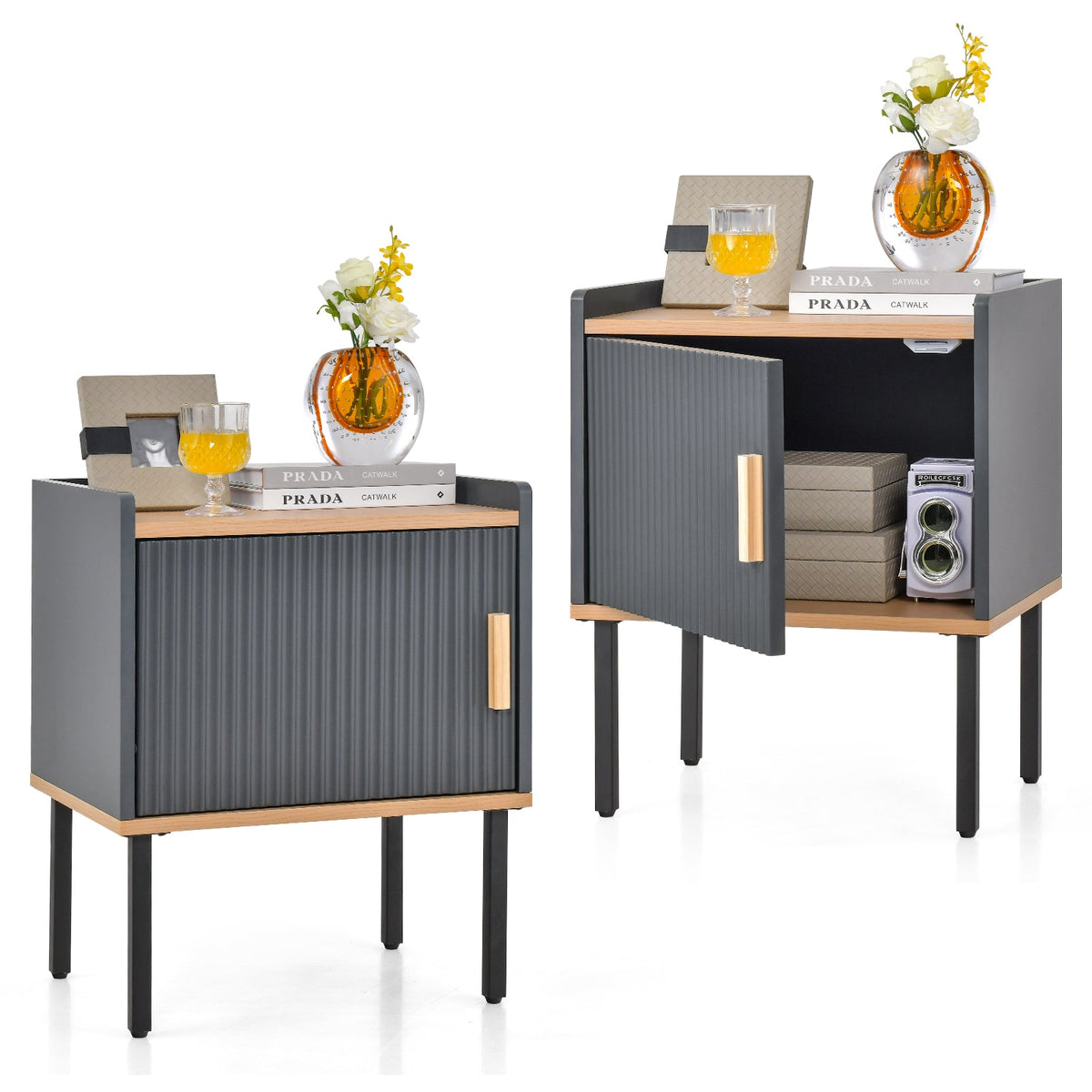 Nightstand with Cabinet Door – Gray