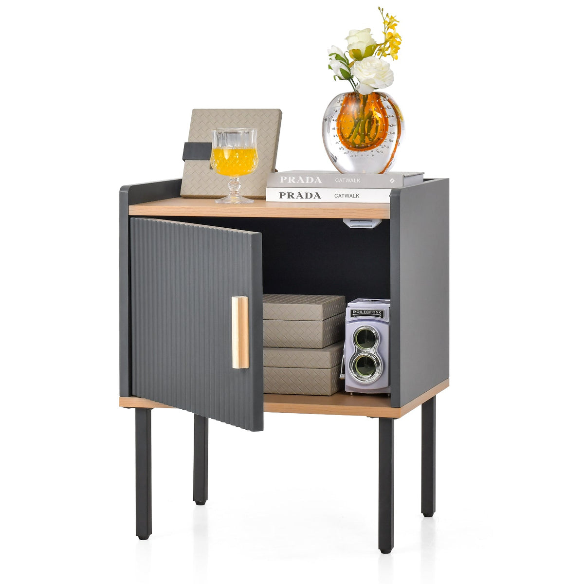 Nightstand with Cabinet Door – Gray