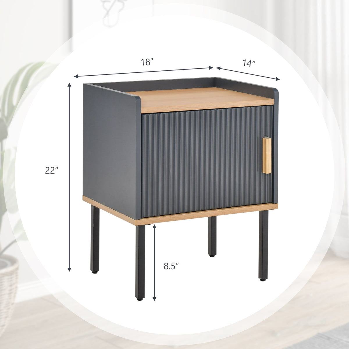 Nightstand with Cabinet Door – Gray