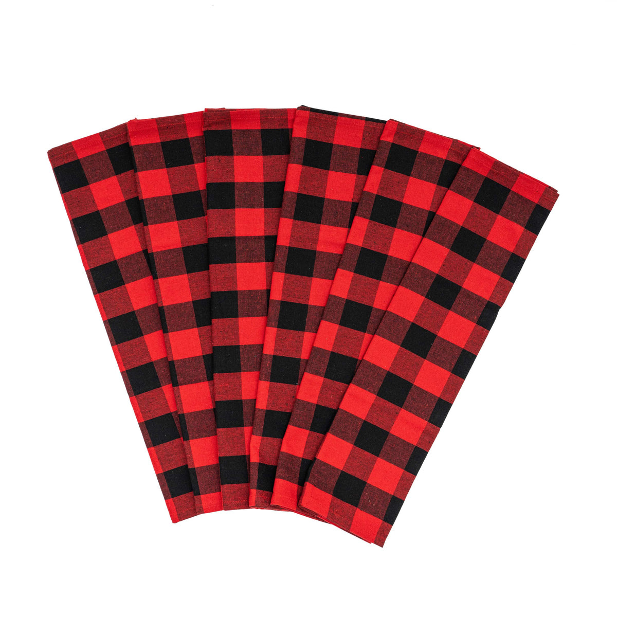 Plaid Cotton Kitchen Towels – Set of 6