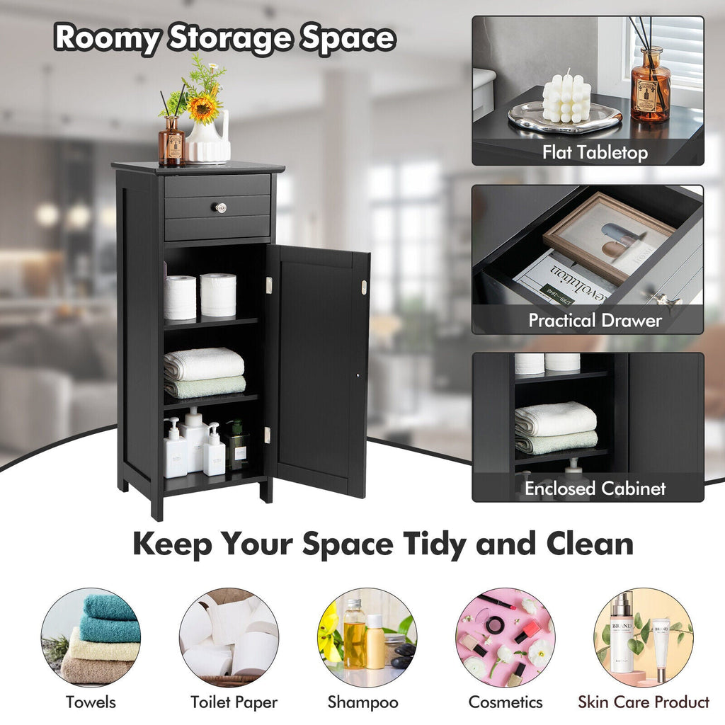 Bathroom Storage Cabinet with Drawer & Adjustable Shelf