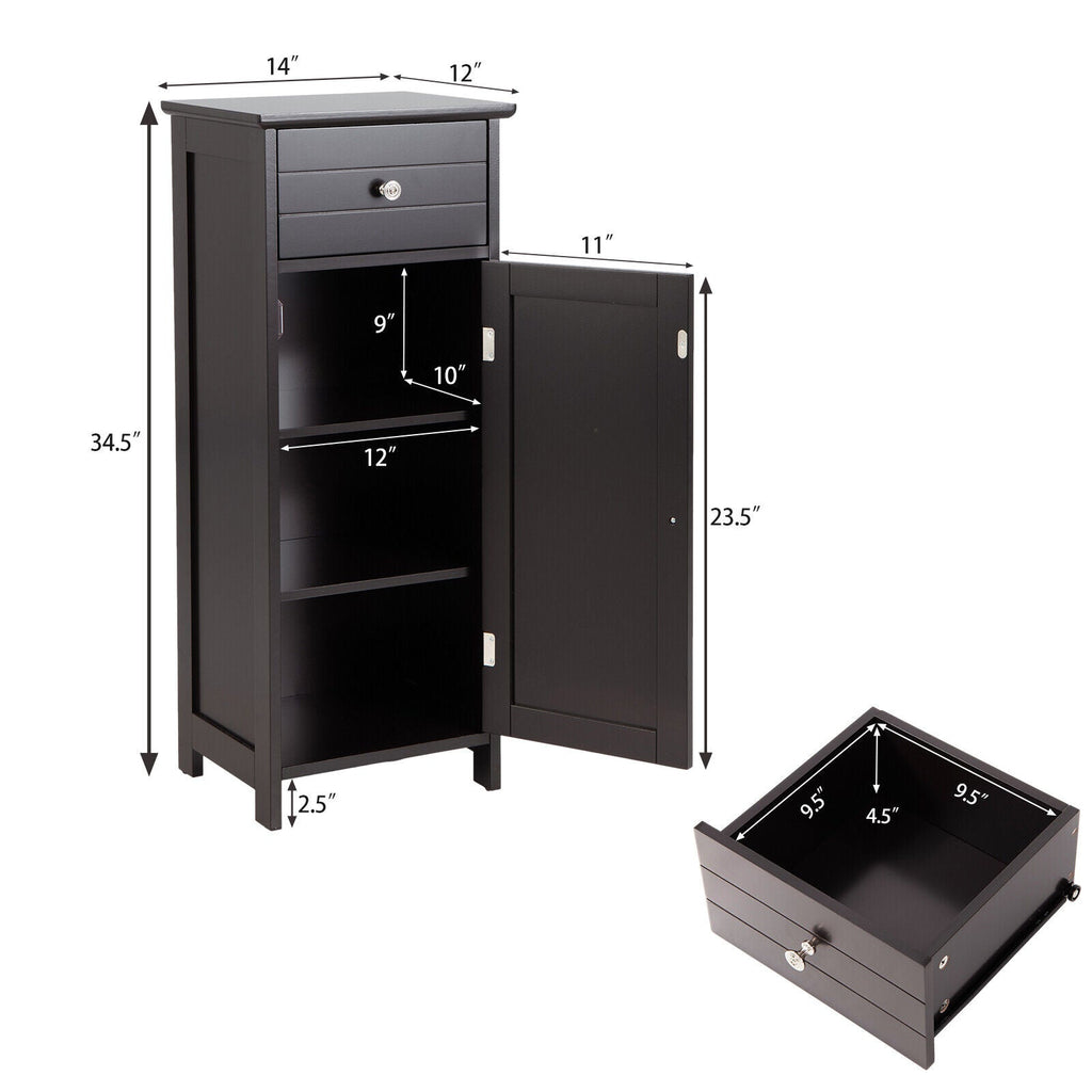 Bathroom Storage Cabinet with Drawer & Adjustable Shelf