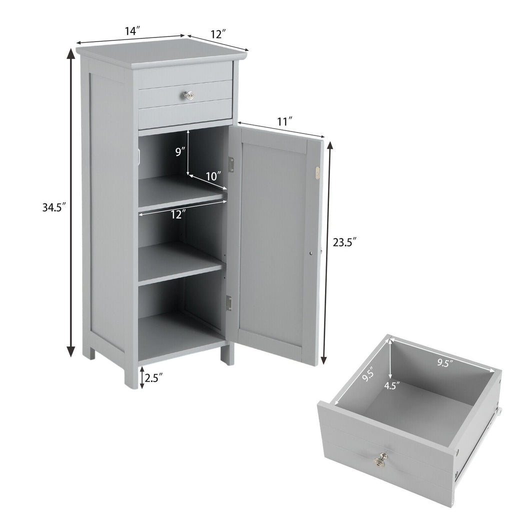 Bathroom Storage Cabinet with Drawer & Adjustable Shelf