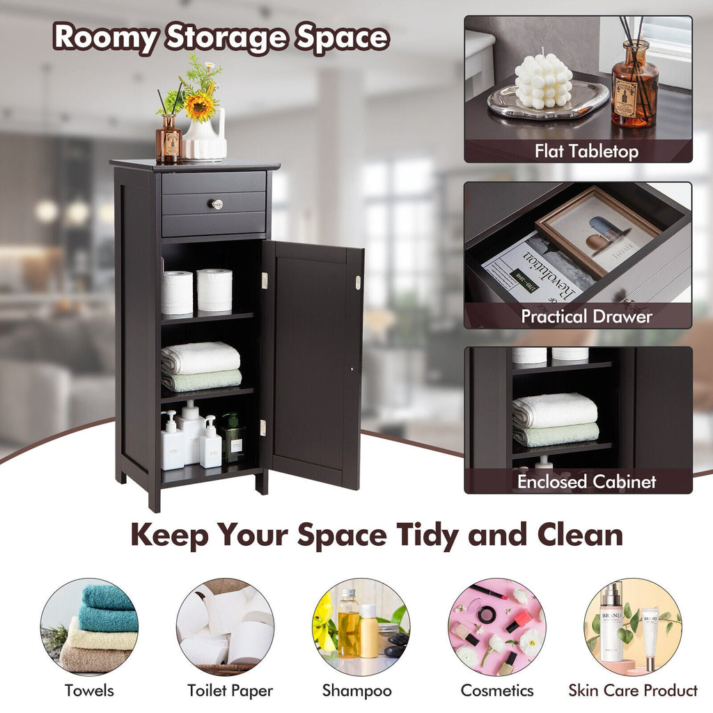 Bathroom Storage Cabinet with Drawer & Adjustable Shelf