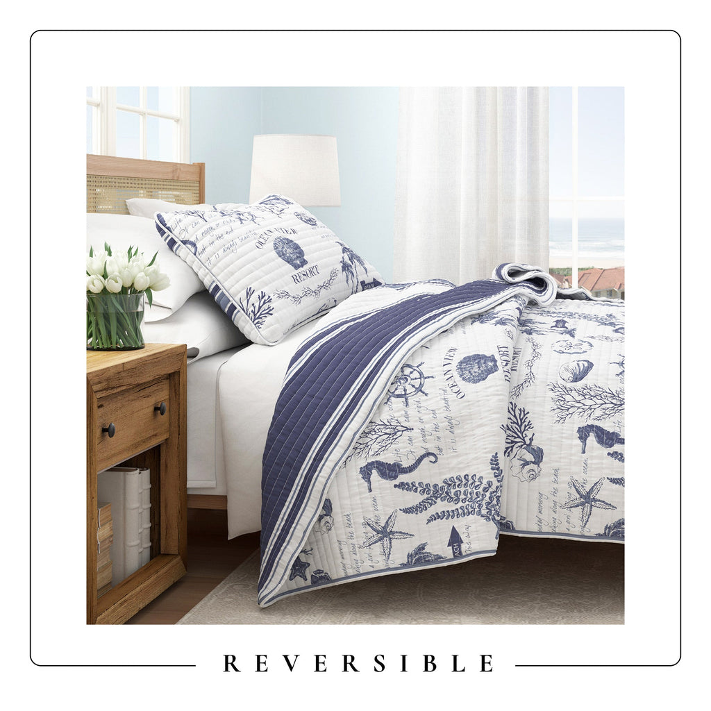 Coastal Printed Cotton Quilt Set - Calypso Collection